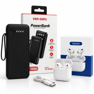 🎧 Airpods  + VEN-DENS 10,000mAh Power Bank Combo