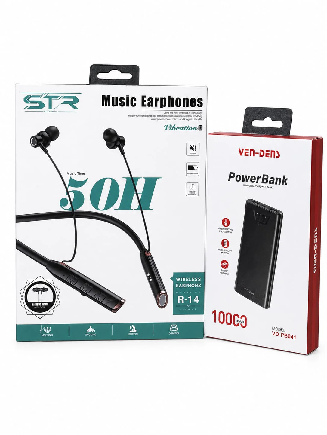 STR R-14 Wireless Earphone + VEN-DENS 10000mAh Power Bank Combo
